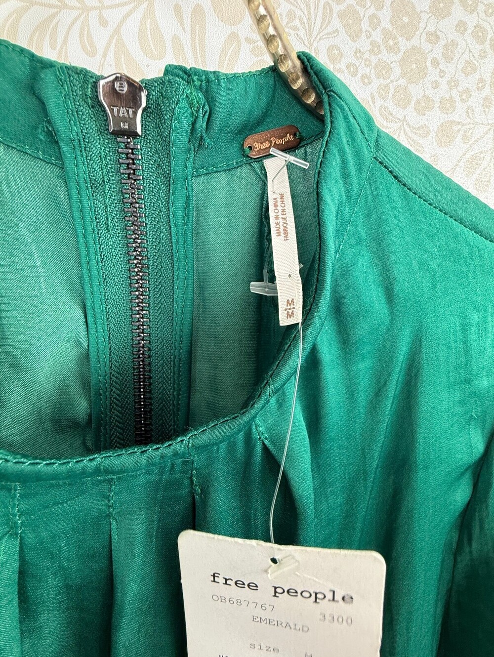 Free People Green High Slit Embroidered Front Midi Dress - Size - Medium - NWT - Picture 7 of 10